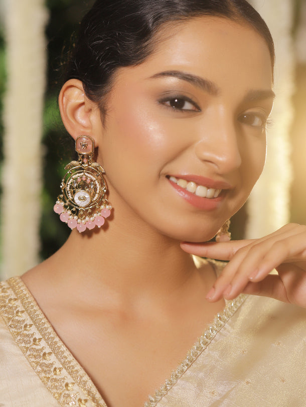 Delicate Pink Pearl Danglers