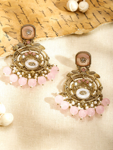 Delicate Pink Pearl Danglers