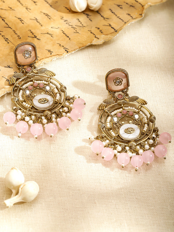 Delicate Pink Pearl Danglers