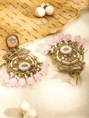 Delicate Pink Pearl Danglers
