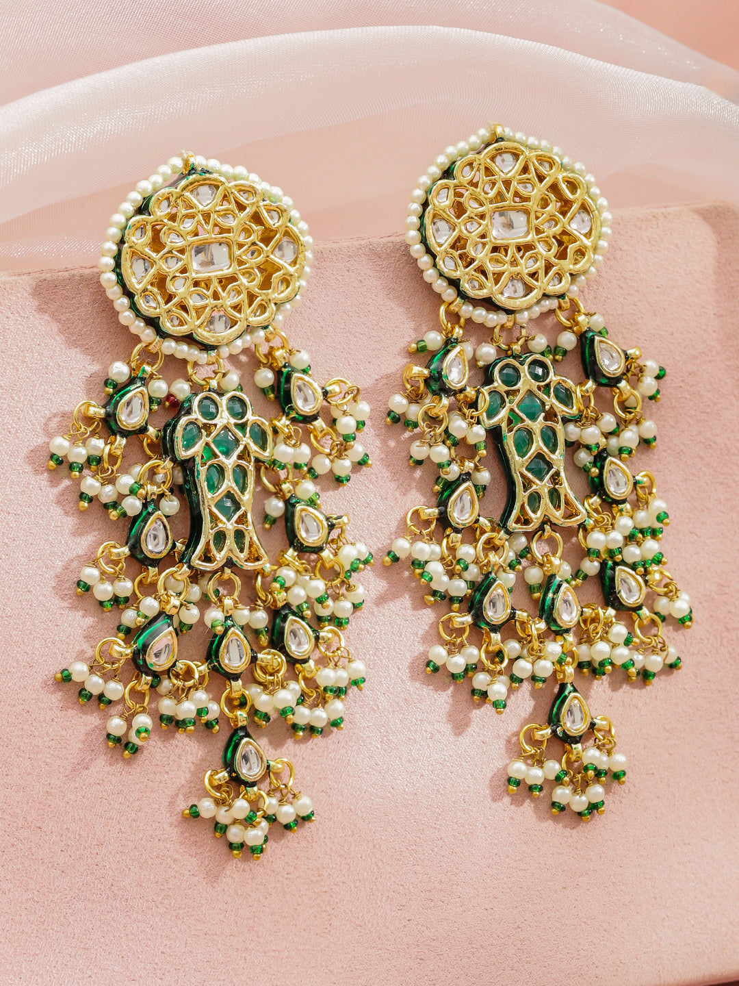 Charmed by Green & White Danglers