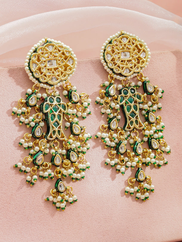 Charmed by Green & White Danglers