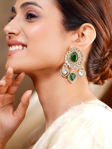 Emerald Gemstone Statement Occasion Earrings
