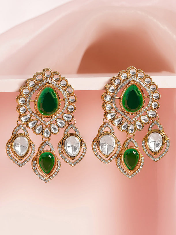 Emerald Gemstone Statement Occasion Earrings