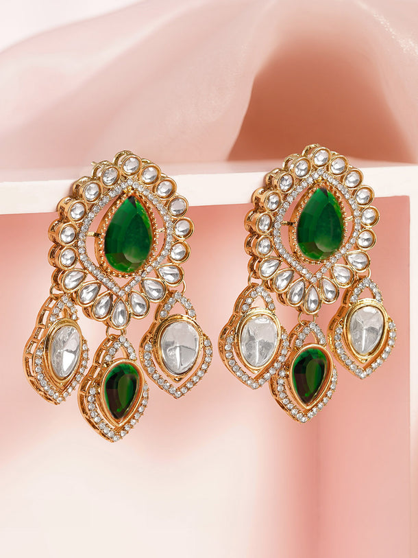 Emerald Gemstone Statement Occasion Earrings