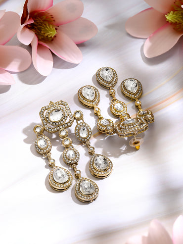 Gold Plated Crystal Cascade Drama Drop Earrings