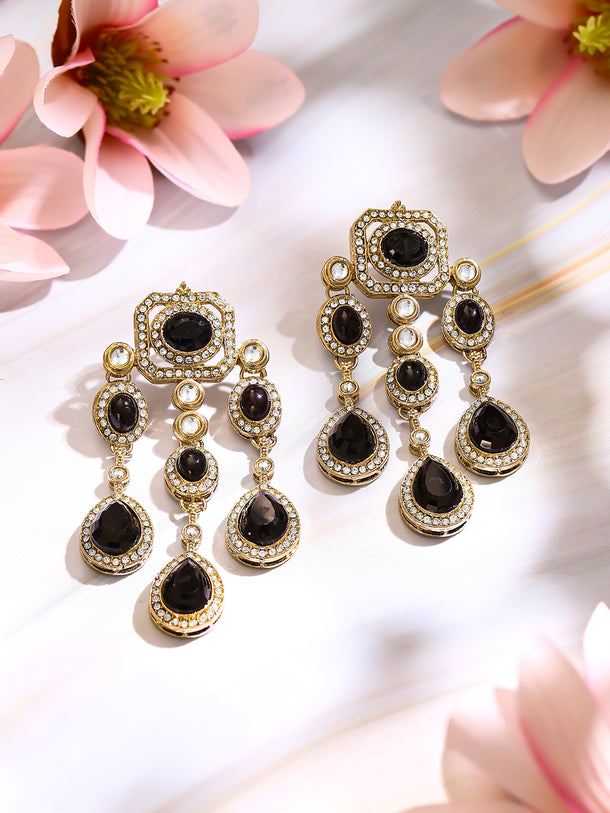 Gold Plated Crystal Cascade Drama Drop Earrings