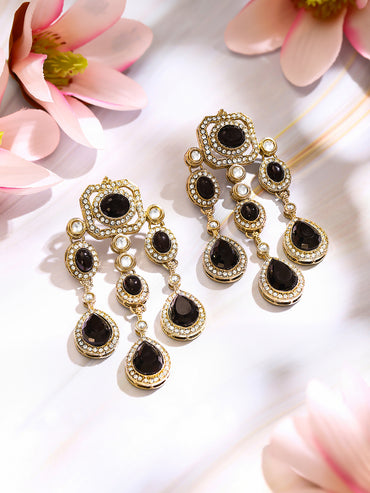 Gold Plated Crystal Cascade Drama Drop Earrings