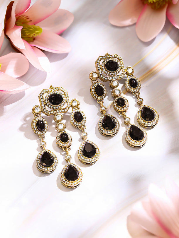 Gold Plated Crystal Cascade Drama Drop Earrings