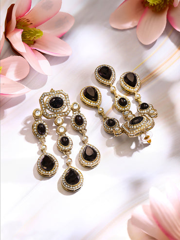 Gold Plated Crystal Cascade Drama Drop Earrings