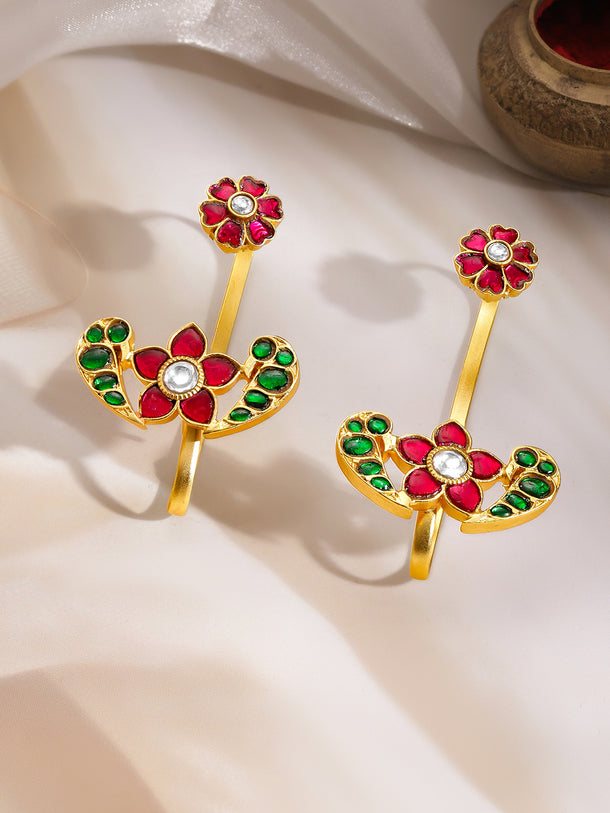 Heritage Bloom Kundan Statement Ear Cuffs