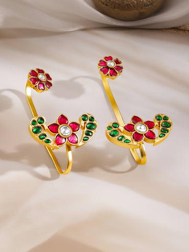 Heritage Bloom Kundan Statement Ear Cuffs