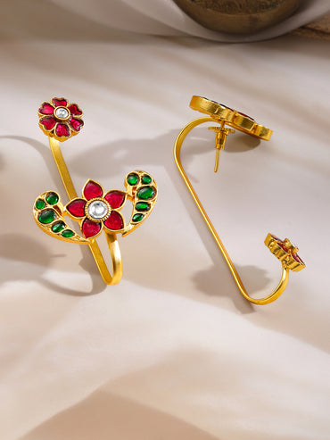 Heritage Bloom Kundan Statement Ear Cuffs
