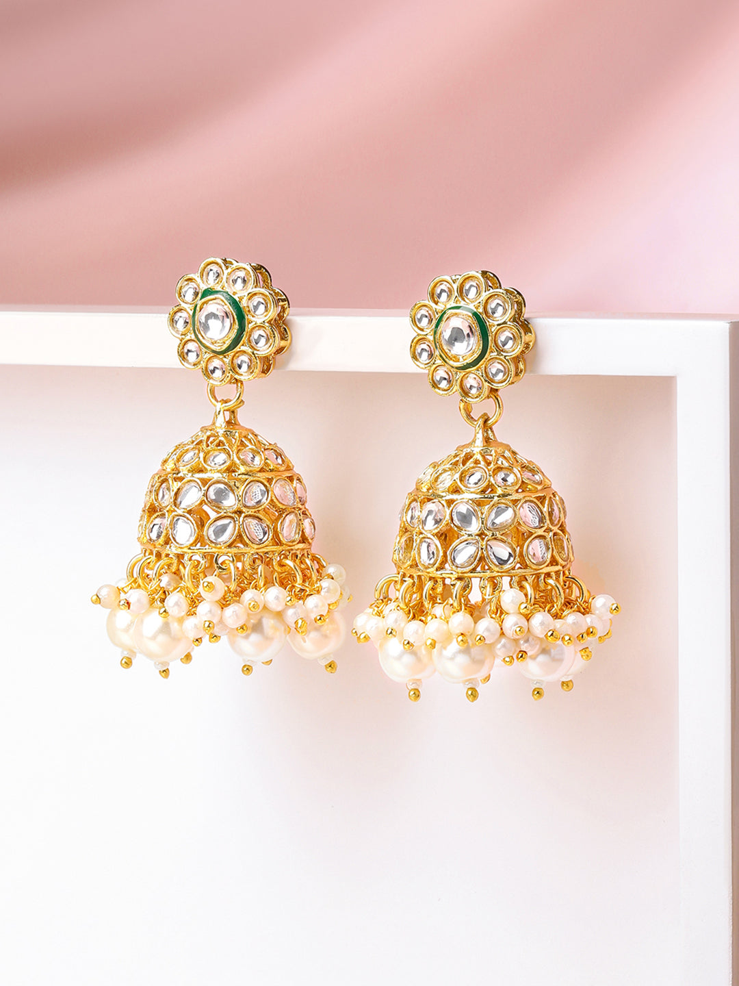 Pearl Kundan Poetry Jhumka