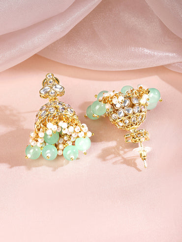 Soft Mint Stone American Diamond Zirconia Earrings