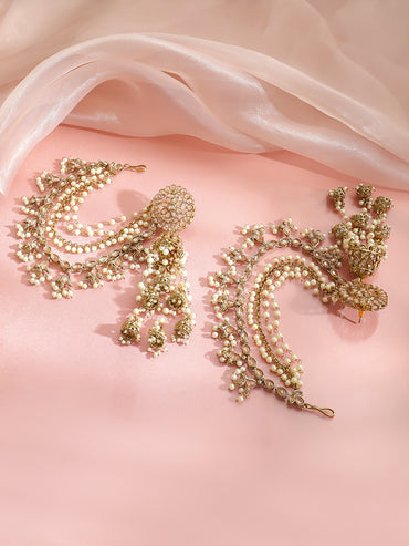 Golden Glam Kaan Phool Jhumka Earrings