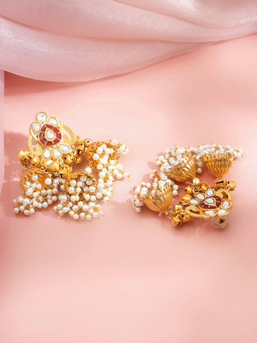 Royal Crimson Multi Jhumka Earrings