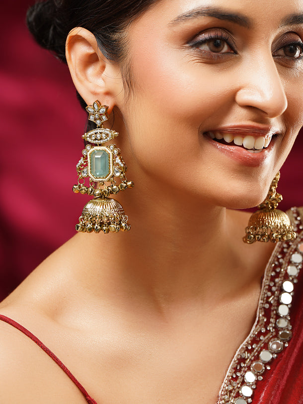 Gold Plated Moonlit Kundan Ghungroo Tassel Earrings