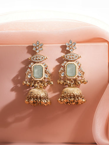 Gold Plated Moonlit Kundan Ghungroo Tassel Earrings