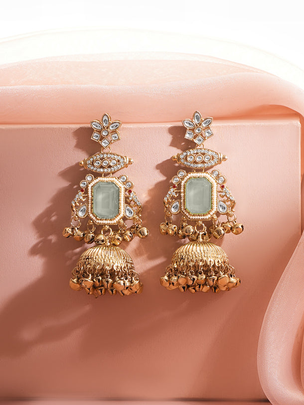 Gold Plated Moonlit Kundan Ghungroo Tassel Earrings