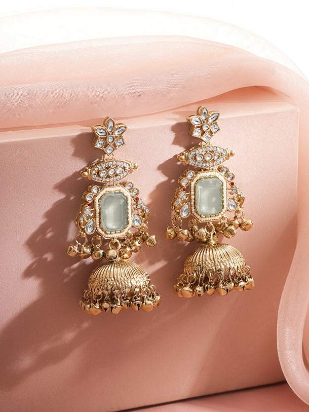 Gold Plated Moonlit Kundan Ghungroo Tassel Earrings