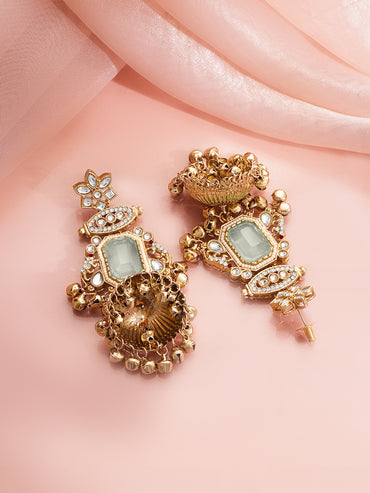 Gold Plated Moonlit Kundan Ghungroo Tassel Earrings