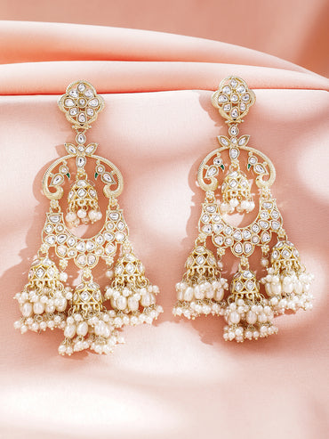 Divine White Kundan Chandelier Jhumka