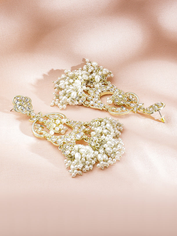 Divine White Kundan Chandelier Jhumka