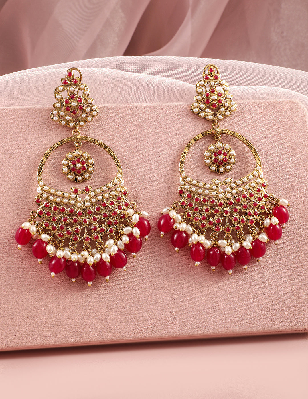 Lustrous Ruby Tone Chandbali