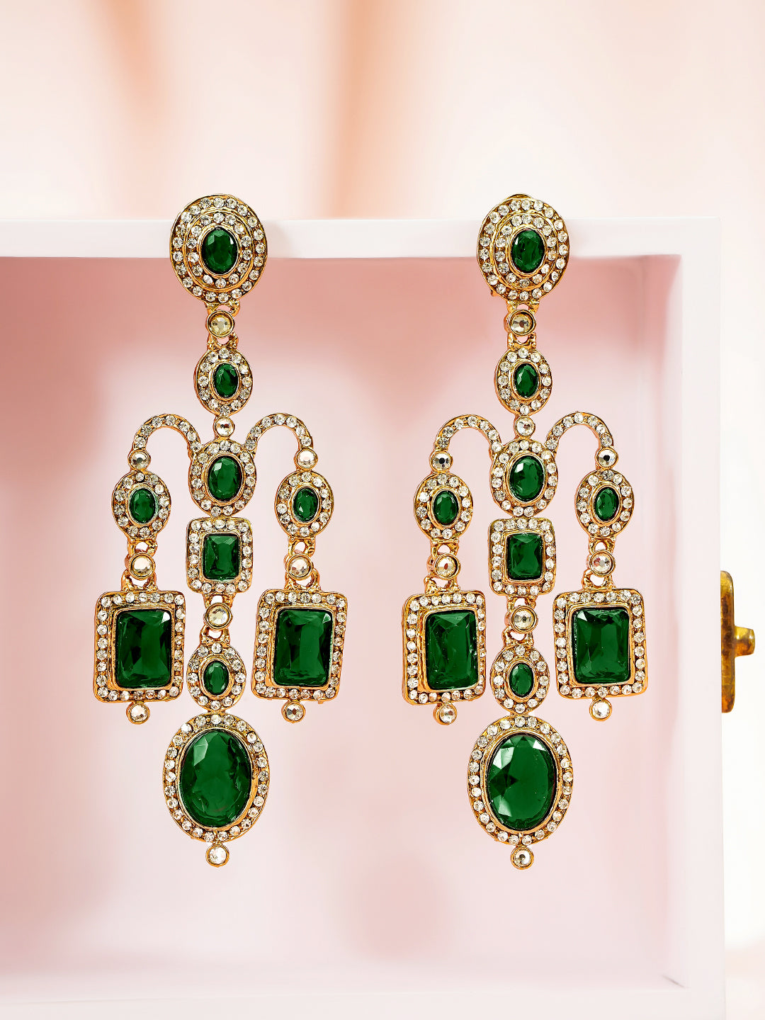 Luxury Bloom Green Stone Danglers