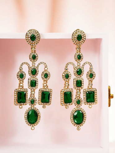 Luxury Bloom Green Stone Danglers