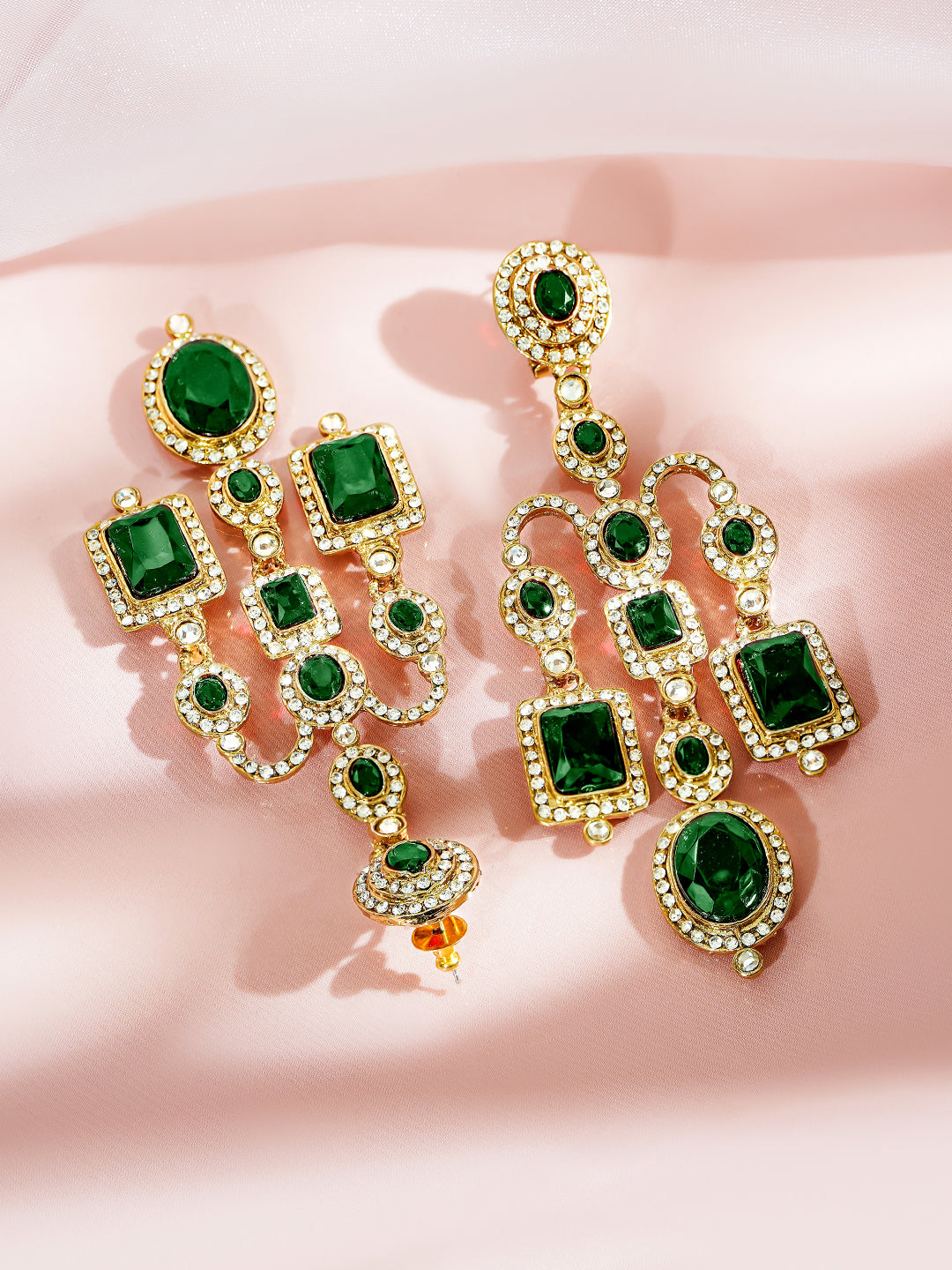 Luxury Bloom Green Stone Danglers