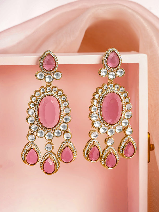 Pink Gemstone Chandelier Earrings