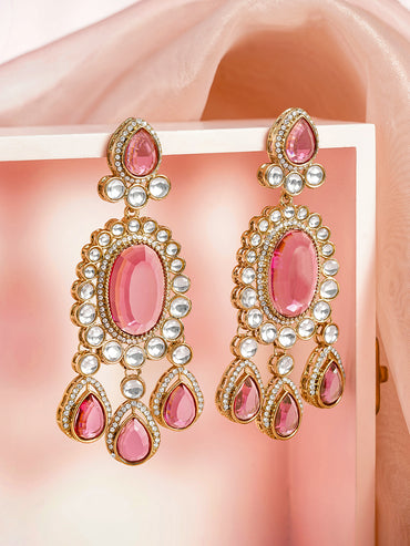 Pink Gemstone Chandelier Earrings