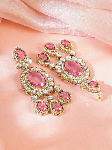 Pink Gemstone Chandelier Earrings