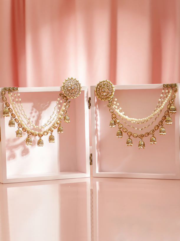 Whispers of Royalty Kundan Pearl Kaan Chain