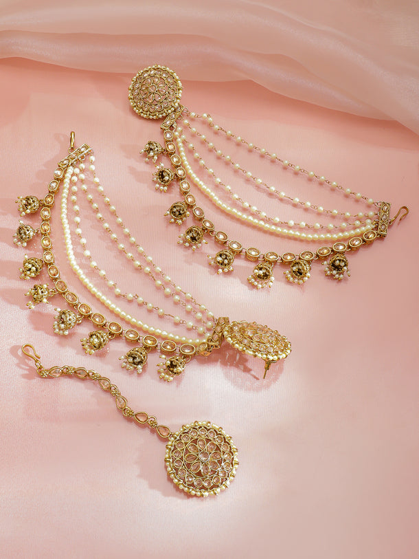 Whispers of Royalty Kundan Pearl Kaan Chain