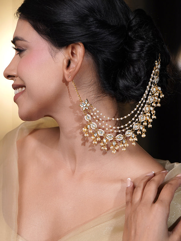 Festive Glow Pearl Layered Kundan Kaan Chains