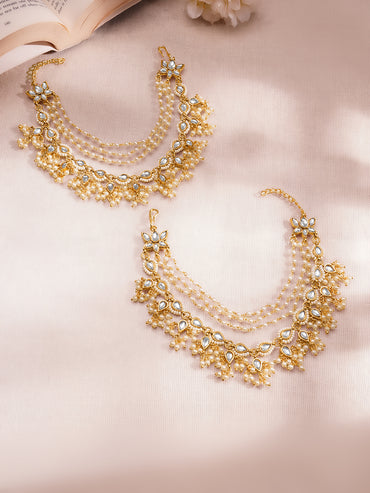 Festive Glow Pearl Layered Kundan Kaan Chains