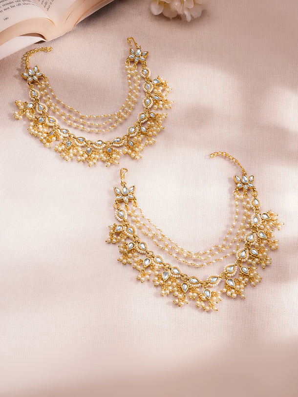 Festive Glow Pearl Layered Kundan Kaan Chains