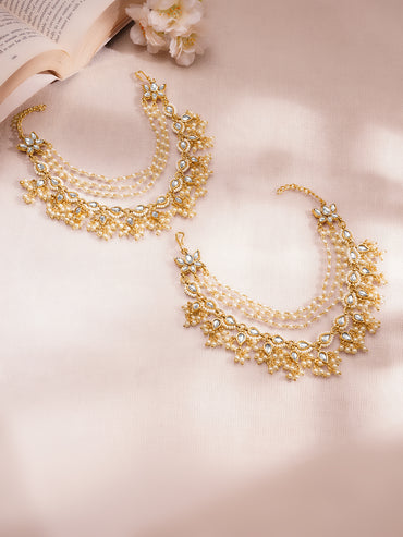 Festive Glow Pearl Layered Kundan Kaan Chains