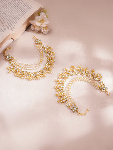 Festive Glow Pearl Layered Kundan Kaan Chains