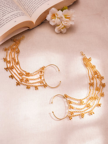 Golden Ghungroo Kaan Chain Earrings