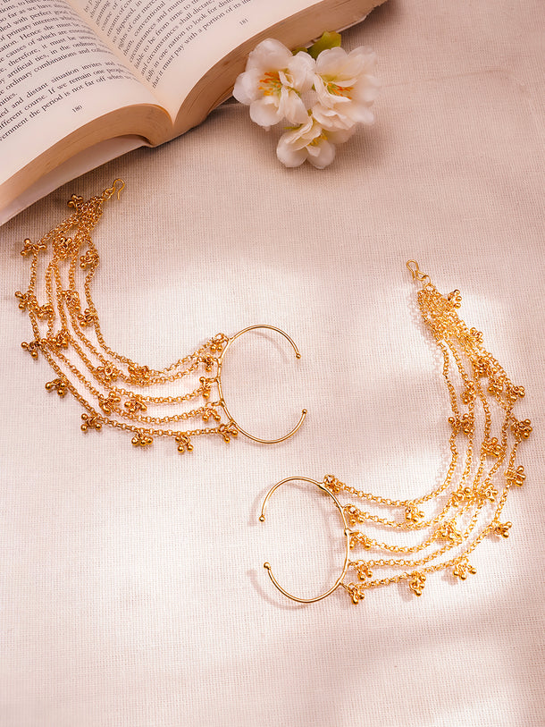 Golden Ghungroo Kaan Chain Earrings