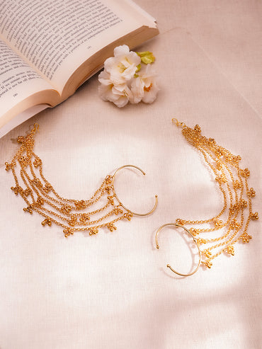 Golden Ghungroo Kaan Chain Earrings