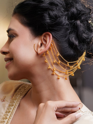 Golden Ghungroo Kaan Chain Earrings