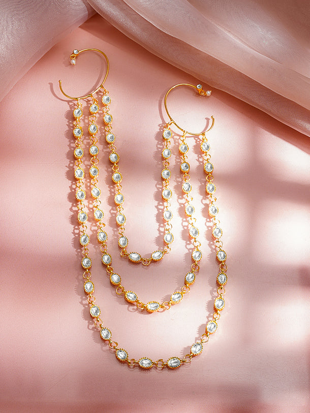 Royal Kundan Drape Hair Chain Accessory