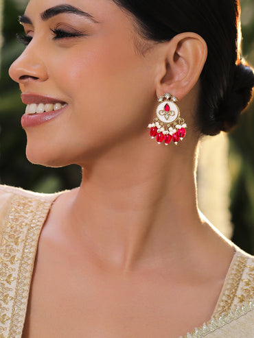 Dark Pink Ethnic Danglers