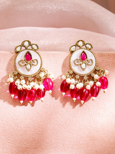 Dark Pink Ethnic Danglers