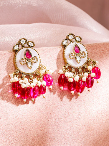 Dark Pink Ethnic Danglers